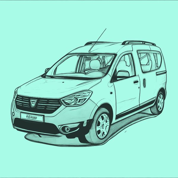 Fahrzeugskizze von einem Dacia Dokker.