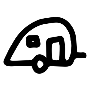 Schwarzes Icon von einem Wohnwagen. 