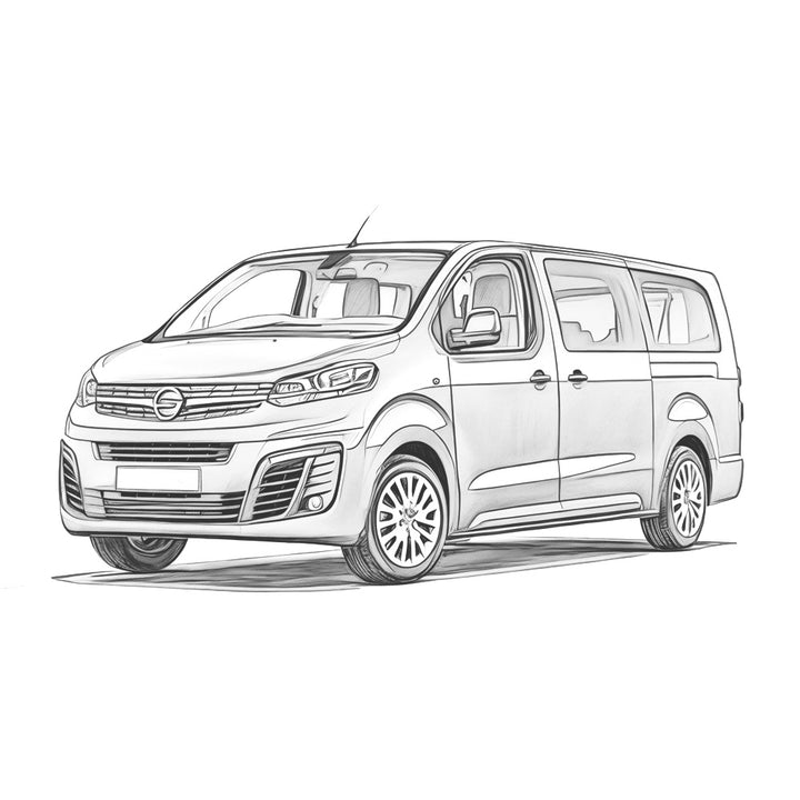 Fahrzeugskizze Opel Zafira Life.
